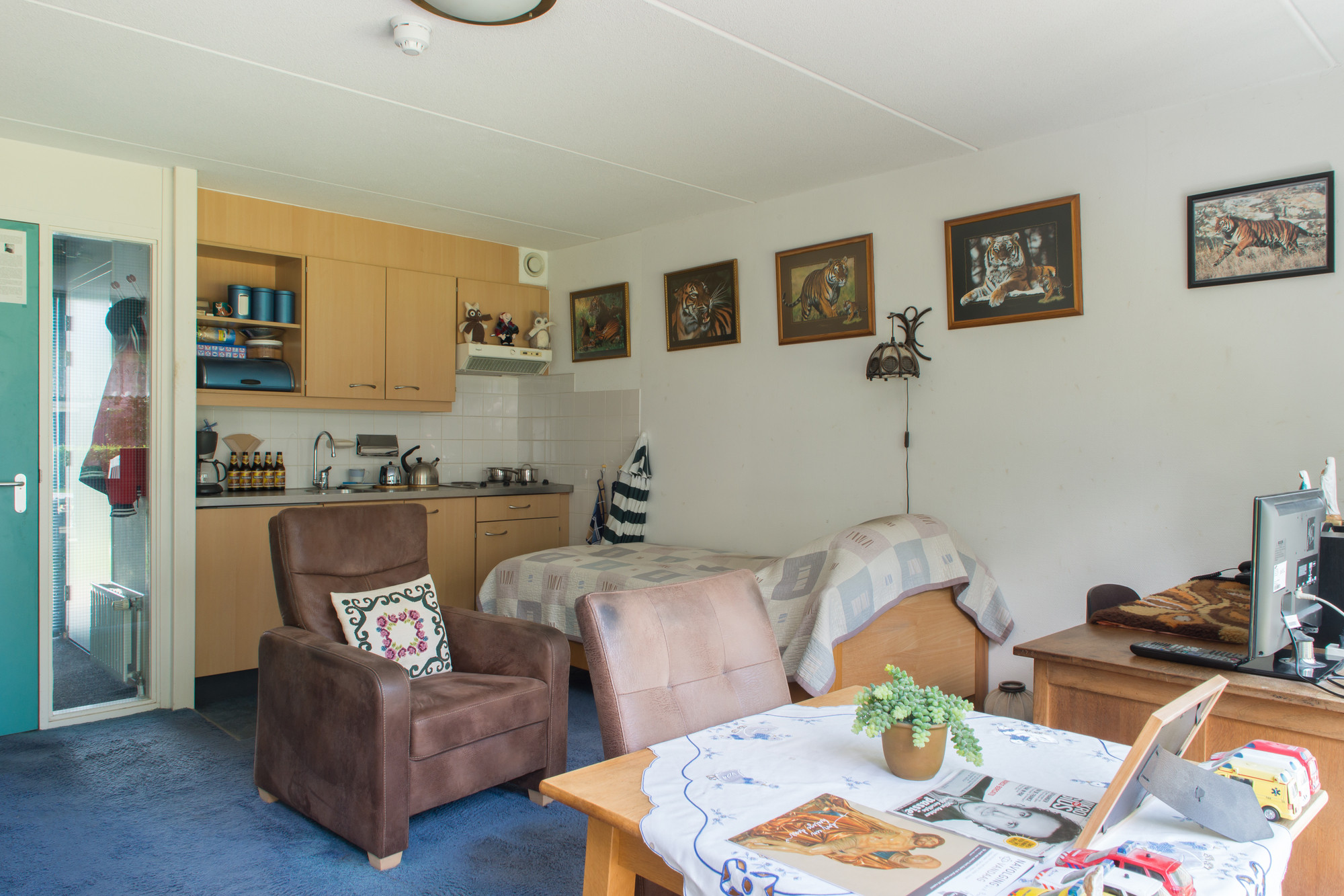Woonkamer en keuken in appartement op Prunuspark